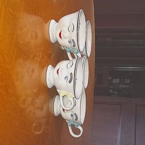 Bailey's  cream and sugar bowl and three coffee cups